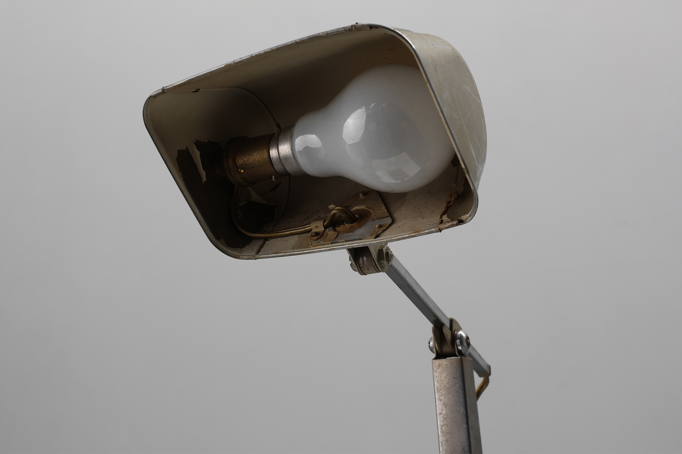 Art Deco Industrial metal and travertin Desk Lamp, Belgium 1930sthumbnail